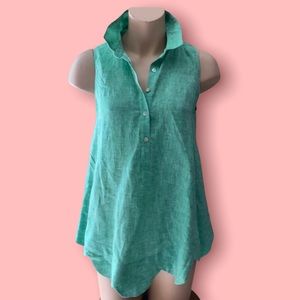 Sara Campbell linen sleeveless button front shirt